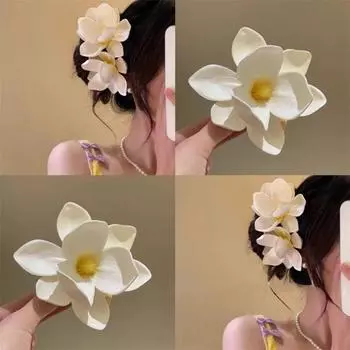 Cloth Simulation Flower Duckbill Clip Barrettes Bohemia Hairpins Orchid Flower Hairpin Wedding белый