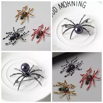 Clothes Backpack Halloween Spider Brooch Lapel Badges Poisonous Spider Brooches Unisex чёрный
