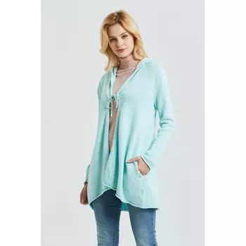 Clothes Cotton Elastic Fall Winter Hooded Shawl Cardigan Chubby Girl Sweater Outwear Easiest for Match Slim Looking Three Colors Value for Money Light green S