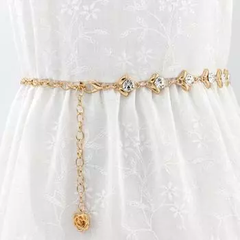 Clothes Dress Fashion Rhinestone Ladies Crystal Waist Chain Waist Belts Women Belt Zinc Zinc Alloy Chain