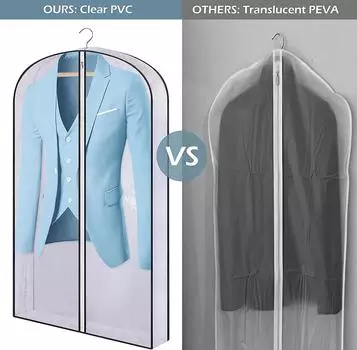 Clothes Dust Cover Storage Clothes Hanging Bag Household Transparent Waterproof Suit Cover Black Wraparound Washable Dust Cover 60X100CM