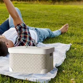 Clothes Organizer Bin with Handle Stackable Large Storage for Closet Snacks белый