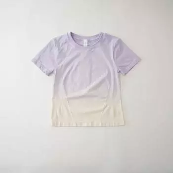 Clothes Short Sleeve Women s Seamless Gradient Colorblock Breathable Yoga Sportswear Sweat Absorption and Moisture Removal 2025 New Arrival Light purple M