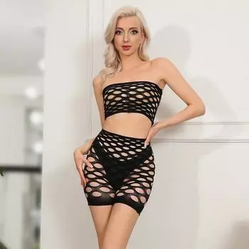 Стиль одежды черное раздельное секс-сетчатое пальто с прорезями эластичное секс-сетчатое пальто среднего размера One size fits all (within 60kg)