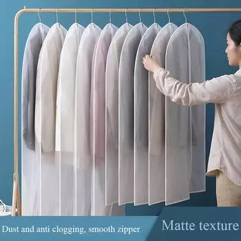 Clothing dust cover, waterproof and moisture-proof, portable, thickened transparent coat, hanging pocket, hanging storage bag 60x100cm