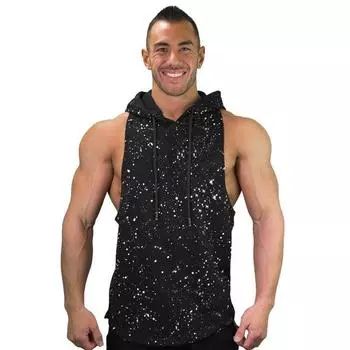 Clothing Gym Men Bodybuilding Stringer Hoodie Tank Top Muscle Shirt Tee New #1 Black,M