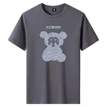 Cloud Bear M-6XL Мужская футболка с короткими рукавами из чистого хлопка с круглым вырезом для мальчиков Повседневная футболка M
