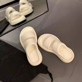 Cloud Bubble~ Double Bread Повседневные тапочки с толстой подошвой, увеличивающие рост, женские пляжные сандалии для отдыха на море Tide 35