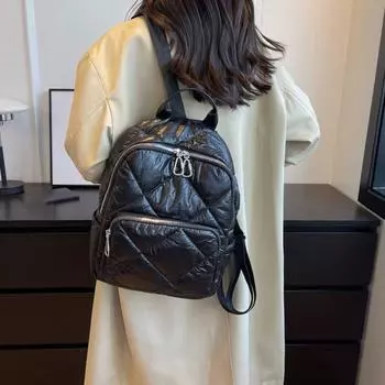 Cloud Bubble Shoulder Bag Nylon Student Schoolbag Elegant Space Cotton Backpack Daily серебряный