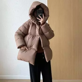 Cloud Puff Premium Sense 90 White Duck Down Hooded Down Jacket Women 2024 New Thickened Small Bread Jacket Tide S молочный белый