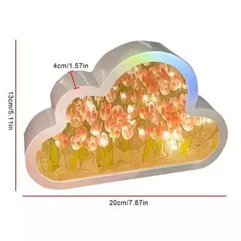 Cloud Tulip Night Light Handmade DIY Material Flower Home Decor Mirror Creative Atmosphere Lamp Birthday Gift Valentine s Day розовый