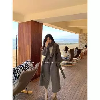 Cloudsweet CONNERY S Coat/Camel Velvet Double-Faced Woolen Goods Wool Fancy Mid Length Long Length Woolen Outwear Female Winter Mocha Brown-fur collar All yards