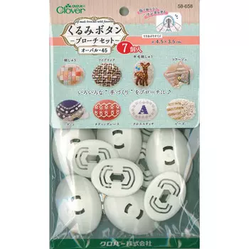 Clover Clover Walnut Button Brooch Set Oval 45 7 Pieces 58-658