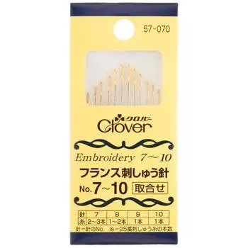 Clover French embroidery needle assortment No.7~10 12 pieces 57-070