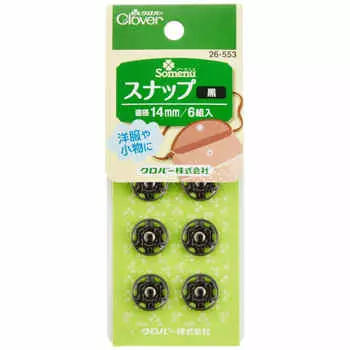 Clover Snap 14mm 6 pairs Black 26-553