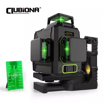 Clubiona 3D, 12 линий, противоударный лазерный уровень с аккумулятором 5200 мАч, горизонтальная вертикальная работа, отдельные лазерные линии