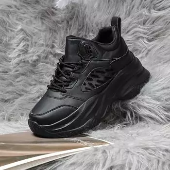 Неуклюжие кроссовки, трендовая обувь на толстой подошве, увеличивающая обувь, модная повседневная спортивная обувь, удобная модная обувь на мягкой подошве 35 чёрный