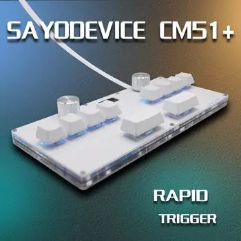 CM51 SayoDevice OSU DJ MAX OUTEMU/Gateron Switches Rapid Trigger Магнитные переключатели Клавиатура с ручкой Экран Копировать Вставить Shotcut OUTEMU PINK