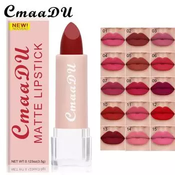 CmaaDu 15 Color Lipstick Блеск для губ легко окрашивается чашками 01