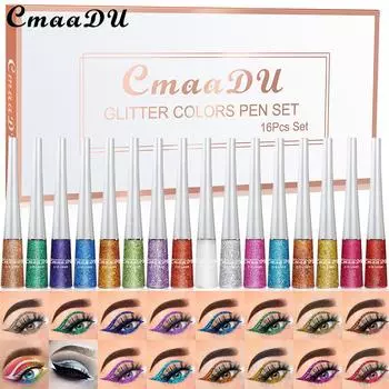 CmaaDu 16-цветная золотистая пудровая подводка для глаз 16pcs