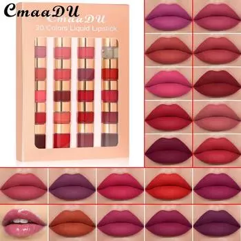 CmaaDu 20 цветных водостойких долговечных блесков для губ в упаковке