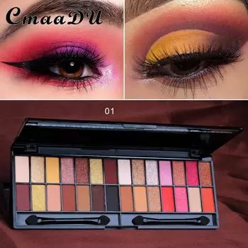 Cmaadu 28-цветная матовая палетка теней для век с перламутровым эффектом, которая не размазывается и не выцветает 01