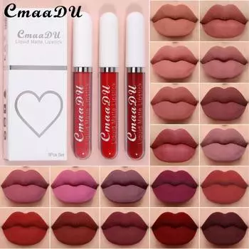 CmaaDu 3 упаковки матового, не прилипающего блеска для губ 01