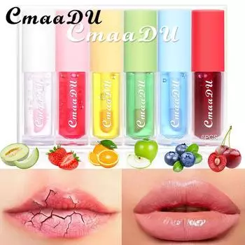 CmaaDu 6 Fruit Fruit Food Change Глазурь для губ без чашки 6pcs