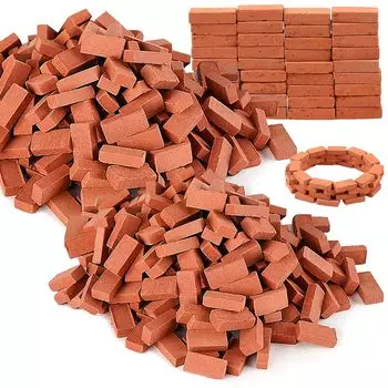 CMD 500 шт. Миниатюрный кирпич Миниатюрный кирпичный блок Миниатюрные детали Миниатюрная диорама из красного кирпича Производство DIY Сцена Строительство Модель Садовые принадлежности красный