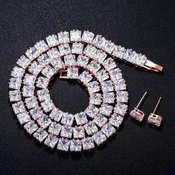 CMM 2 шт. классический бренд принцессы с цирконием колье-колье комплект серег серебро, розовое золото свадебные украшения для женщин подарок розового золота