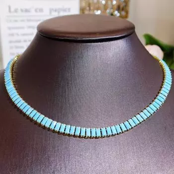 CMM этнический стиль синий циркон аксессуары Высококачественное ожерелье модные украшения ретро дикая цепочка на ключицу для женщин синий