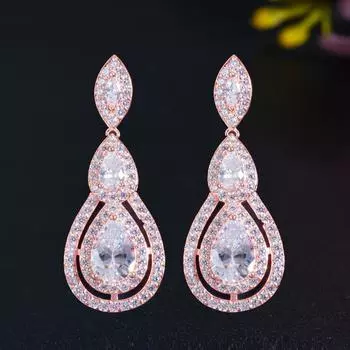 CMM блестящие белые серьги с кубическим цирконием в виде капель воды для невесты, свадебные вечерние украшения, аксессуары серебряный