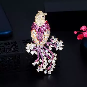 CMM Блестящие роскошные броши золотого цвета Lucky Bird с кубическим цирконием золотой