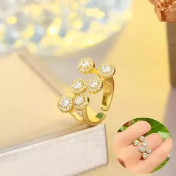 CMM блестящие золотые круглые кольца с цирконием, уникальные женские обручальные кольца, регулируемые золотой