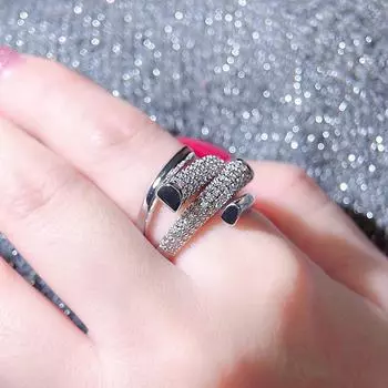 CMM блестящий циркон европейский элитный чистый знаменитый модный открывающийся регулируемый кольцо нишевый дизайн индивидуальность тренд ювелирные изделия серебряный