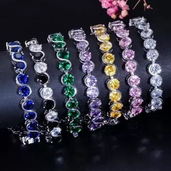 CMM Блестящий S-образный браслет серебряного цвета Фиолетовый Синий Зеленый Розовый Желтый Черный Браслет-цепочка