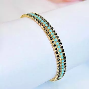 CMM Dubai с золотой инкрустацией, уникальный круглый матовый черный, синий CZ циркон, женский шикарный теннисный браслет-цепочка для женщин золотой