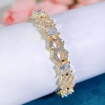 CMM Европейский и американский классический стиль изысканный теннисный браслет женский легкий роскошный сверкающий полый циркон дикий темперамент простые ювелирные изделия золотой