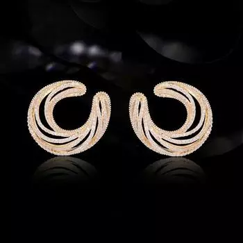 CMM Fashion C-образные серьги-гвоздики с кубическим цирконием золотой