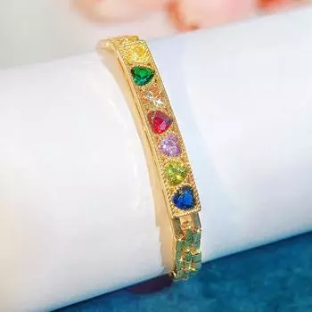 CMM Индийский этнический цвет Любовь Циркон Ретро Экзотический Богемный Стиль Отдых Теннисный Браслет Женские Украшения Для Вечеринок На Руку золотой