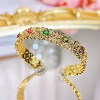 CMM итальянский полый красочный кубический цирконий ретро дворец браслет золотой женский ювелирный подарок золотой