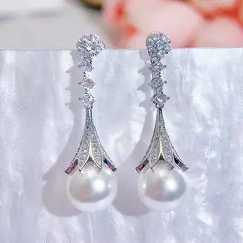 CMM Изысканные женские серьги-подвески из искусственного жемчуга CZ циркон свадебная вечеринка мода универсальный современный ювелирный подарок серебряный