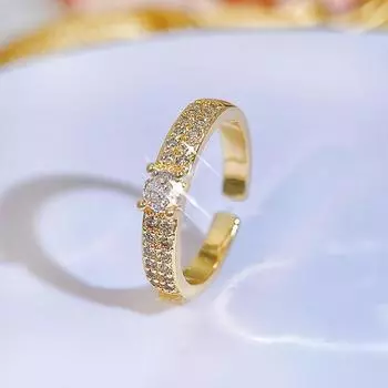 CMM Элегантное и классическое открывающееся кольцо с кубическим цирконием, регулируемое, ювелирное украшение на руку, изысканный дизайн, универсальные женские ювелирные аксессуары золотой