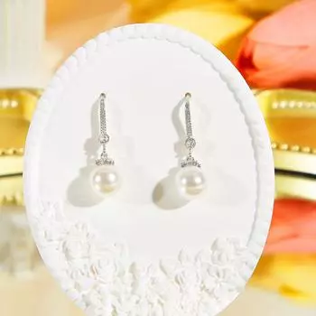 CMM Элегантные круглые искусственные жемчужины циркония серебристые серьги-подвески модные женские универсальные простые украшения для ушей серебряный