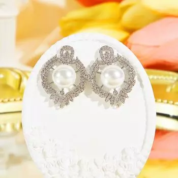 CMM Элегантные серьги из искусственного жемчуга CZ Zircon для вечеринок, банкетов, свадеб, женщин, золотисто-серебристые ювелирные изделия, подходящие для невесты, аксессуары золотой