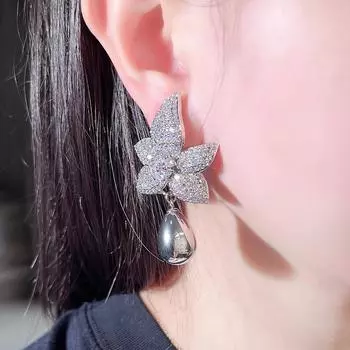 CMM Элегантные серьги-подвески из серого искусственного жемчуга с цветком для невесты, женские аксессуары для свадебного платья, ювелирные изделия в подарок золотой