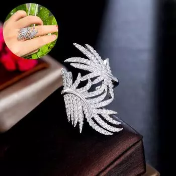 CMM Эксклюзивный дизайн для вечеринок Женские украшения Серебряный цвет Цирконий Регулируемое кольцо на палец серебряный