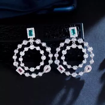 CMM Ювелирные изделия для вечеринок Уникальные серьги-капли серебряного цвета с кубическим цирконием/золотого цвета серебряный