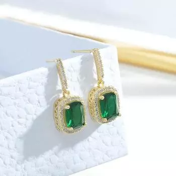 CMM миниатюрные винтажные серьги-капли изумрудного цвета с цирконием, корейские модные украшения изумрудный