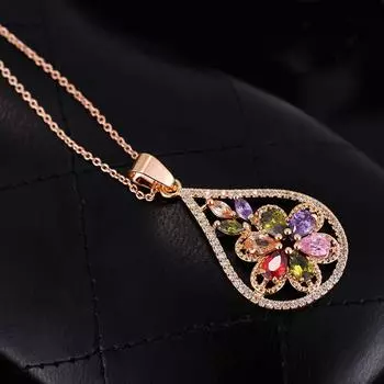 CMM модное желтое золото цвет паве роскошное многоцветное ожерелье с кулоном из кубического циркония для женщин золотой